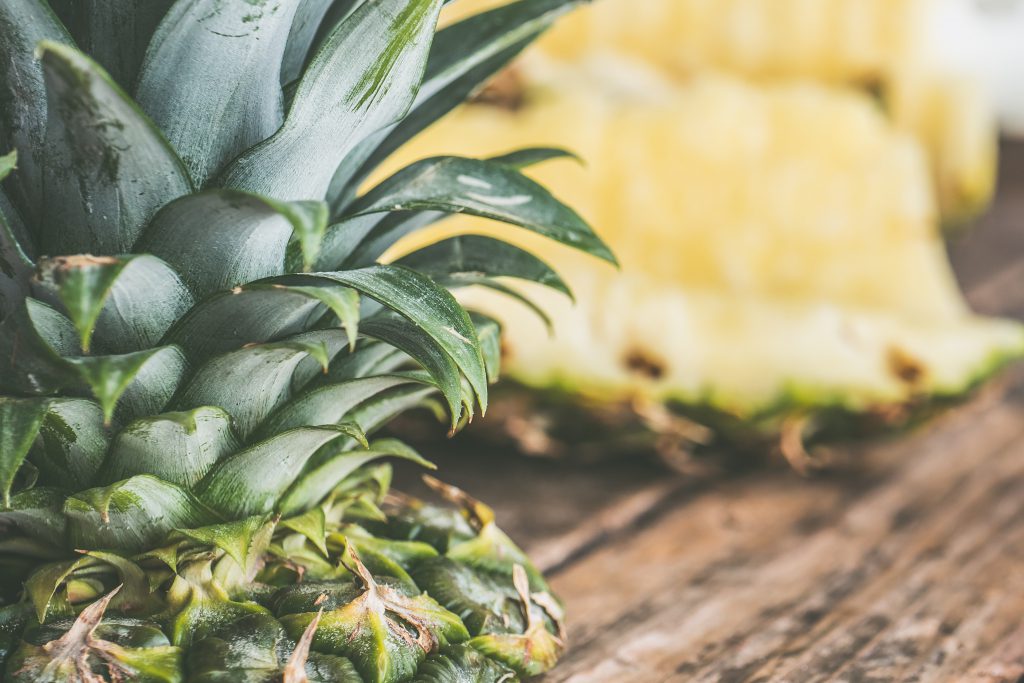 A freshly cut pineapple