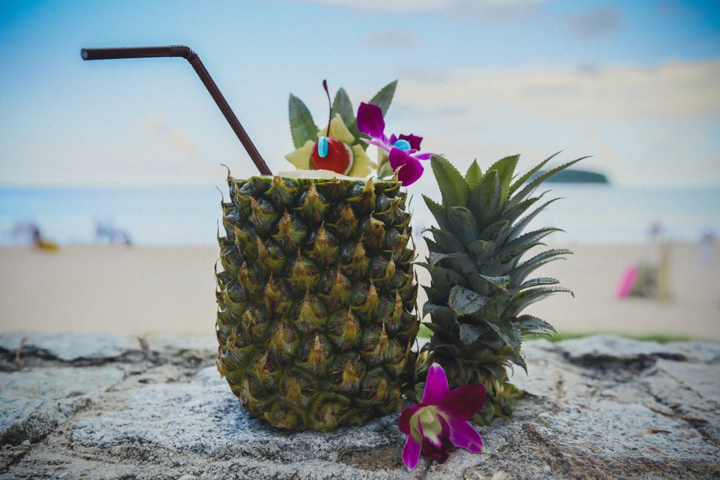 pineapple drink on the beach