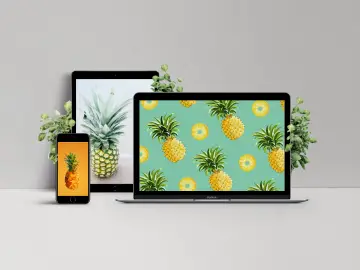 pineapple wallpapers on different devices mockup