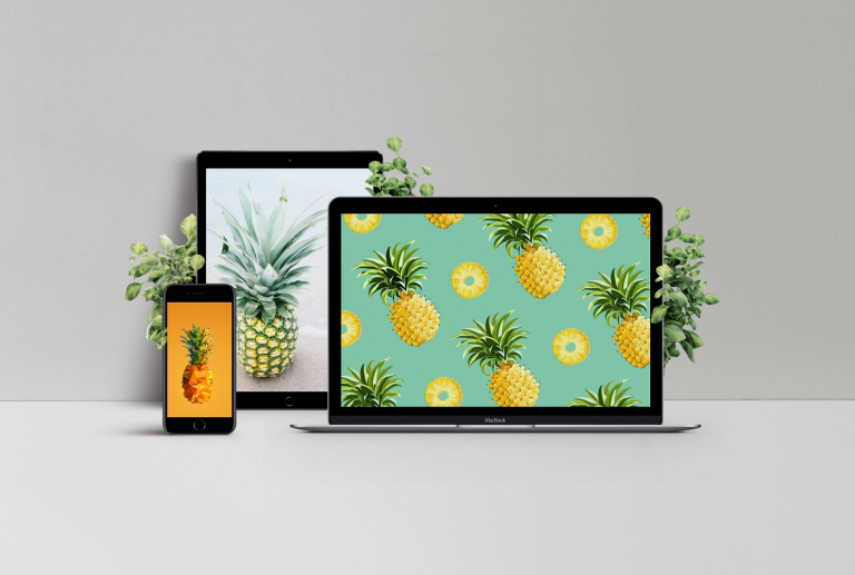 pineapple wallpapers on different devices mockup