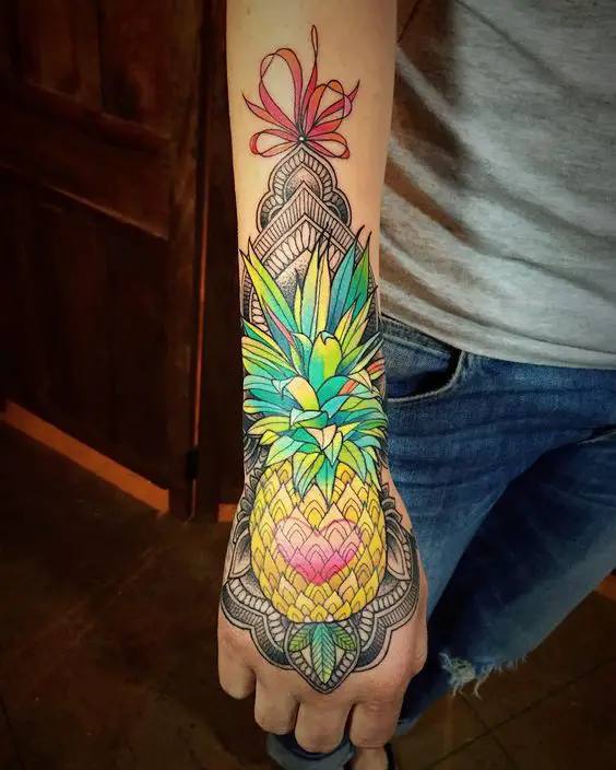 pineapple hand tattoo katie shocrylas