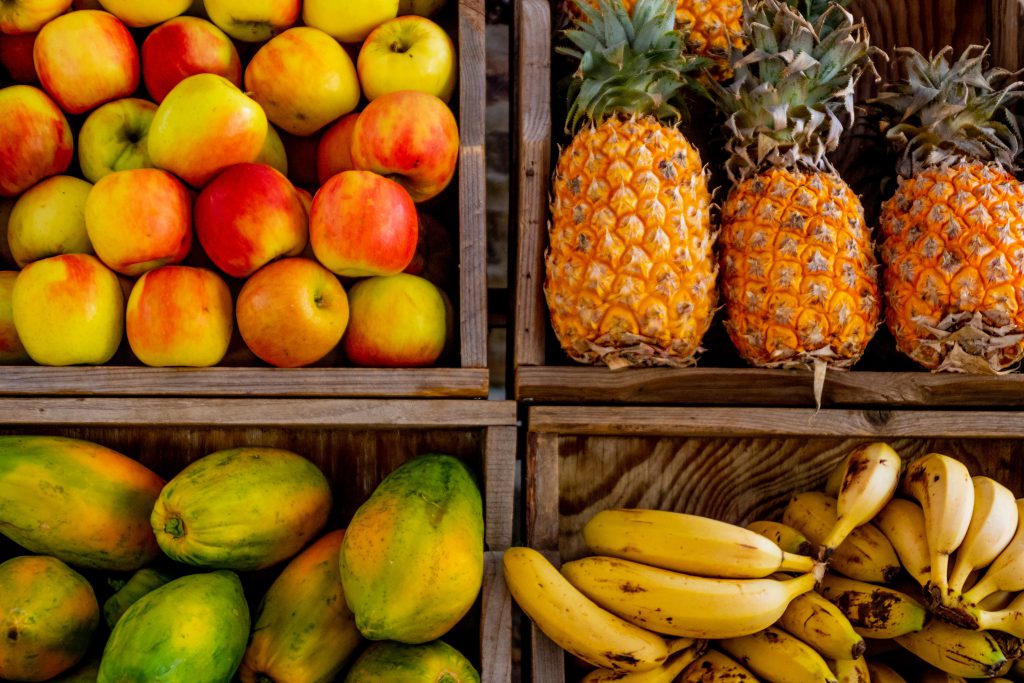 pineapple alongside other fruits