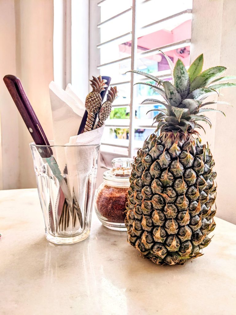 pineapple in a cafe