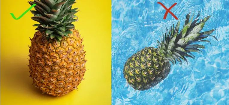 pineapple skin color ripe example. left (ripe) vs right (underripe)