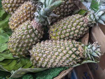 a basket of pineapples