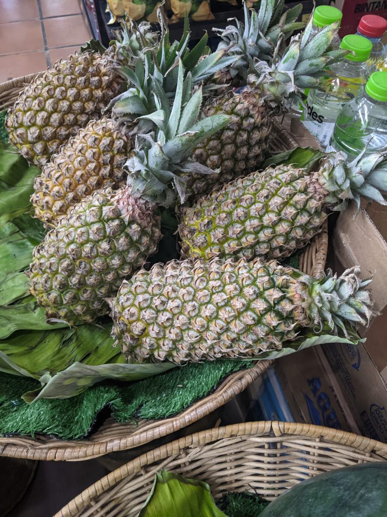 a basket of pineapples